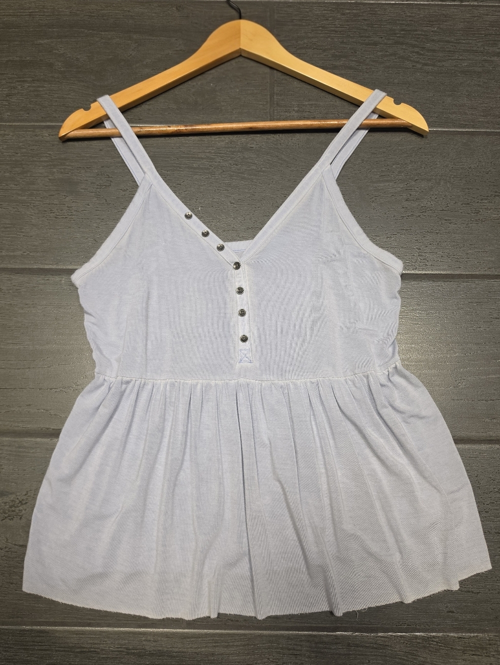 AMERICAN EAGLE Soft & Sexy Babydoll Henley Button Front Tank Top – Light Blue